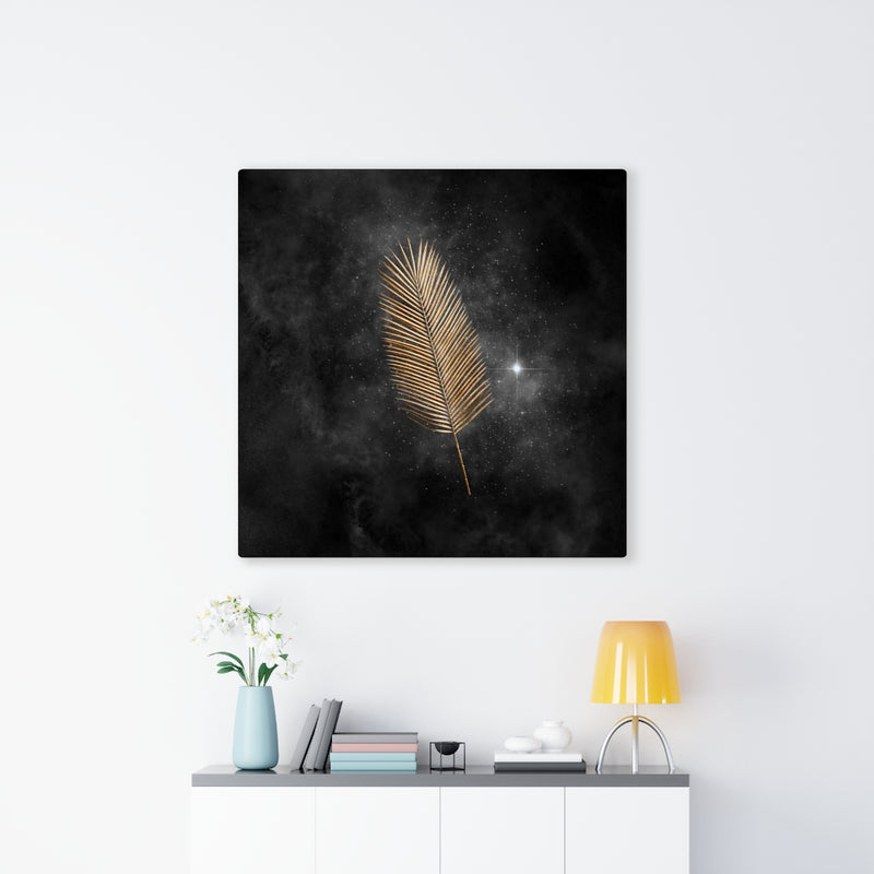 Modern Wall Canvas Art | Black Gold Feather