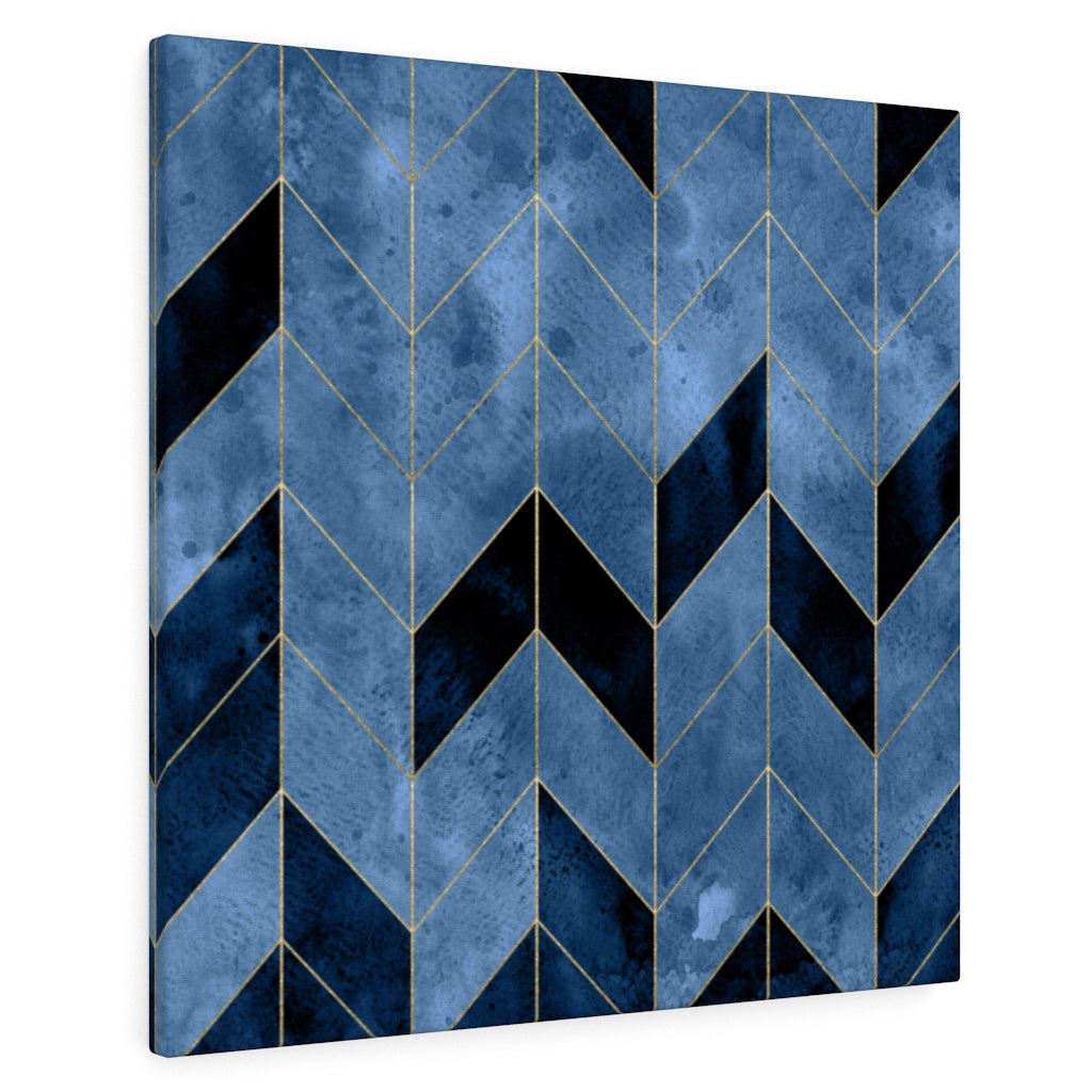 ABSTRACT WALL CANVAS ART | Black Gold Blue