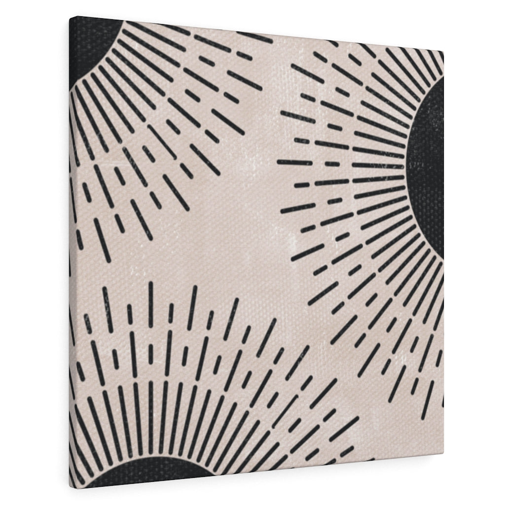 Abstract Canvas Art | Beige Black Sun