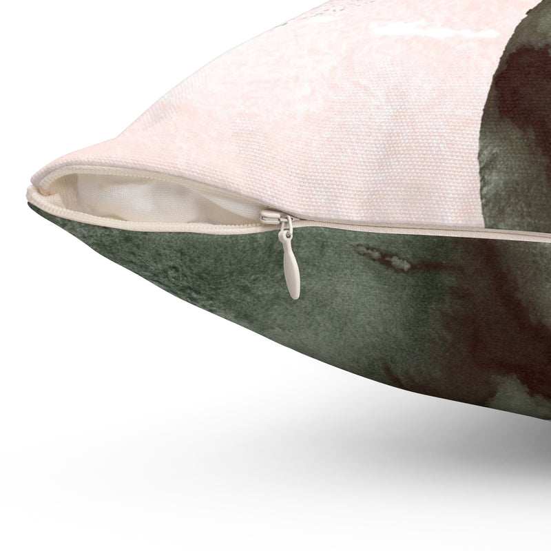 Abstract Floral Pillow Cover | Blush Pink Green Ombre