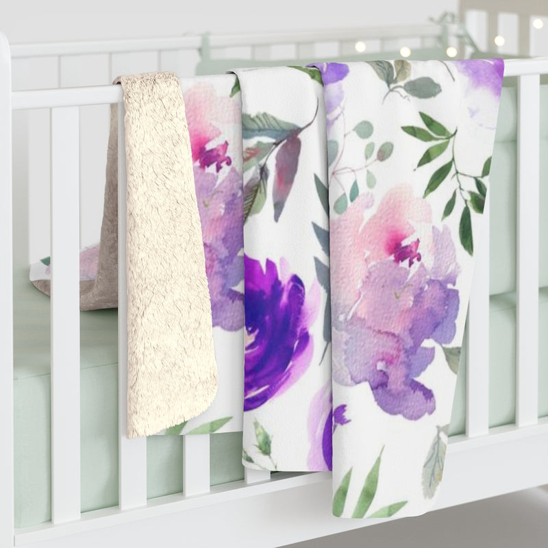 Floral Comfy Blanket | Lavander Purple Peonies