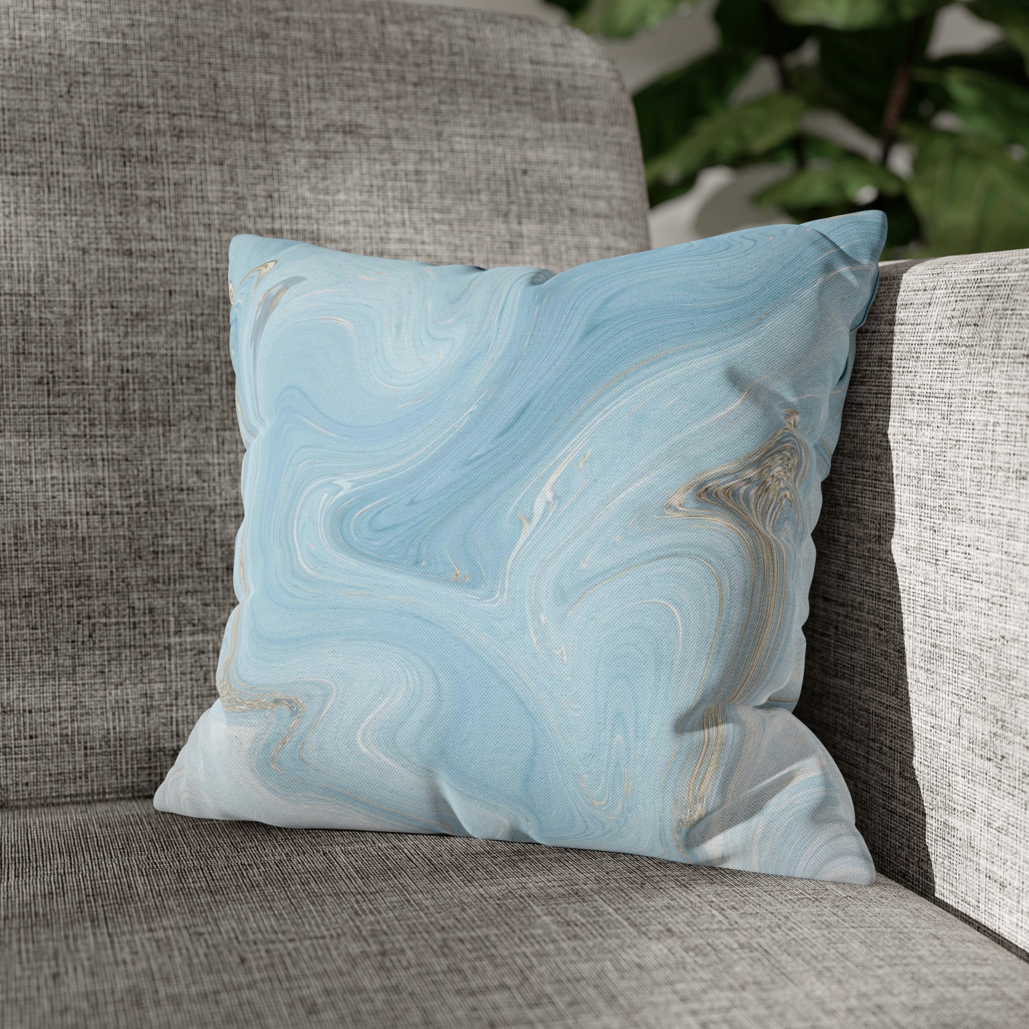 Abstract Pillow Cover | Pale Sky Blue Marble Print