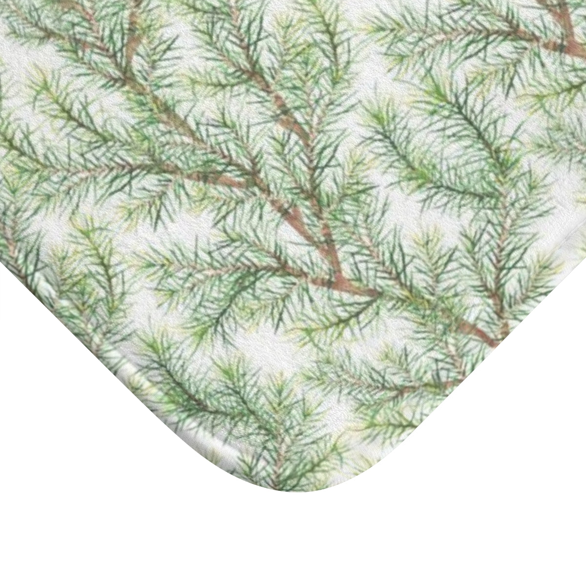 Christmas Bath Mat | White Green Leaves