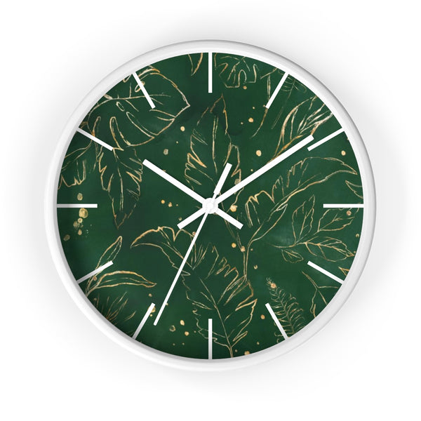 Floral 10" Wood Wall Clock | Green Gold Beige