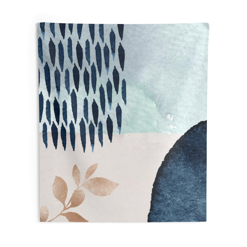 Floral Tapestry | Teal Beige Bronze Navy Blue