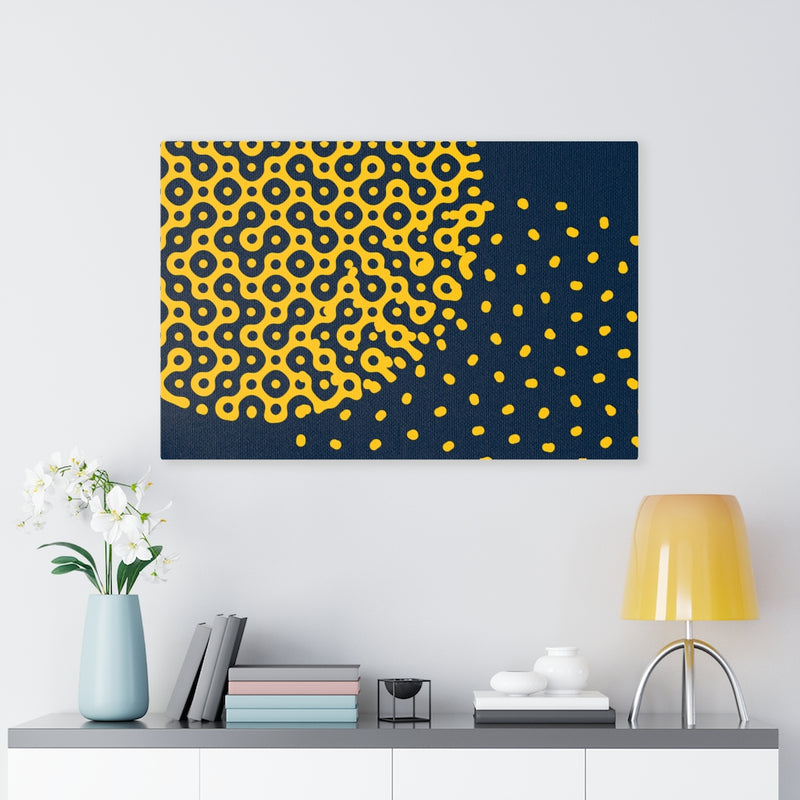 ABSTRACT WALL CANVAS ART | Navy Blue Yellow