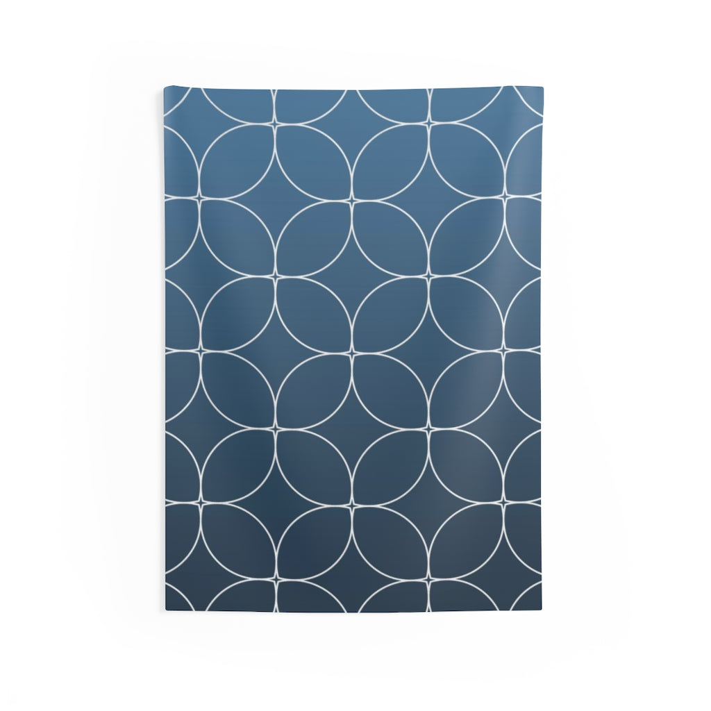 Geometric Tapestry | Navy Blue White