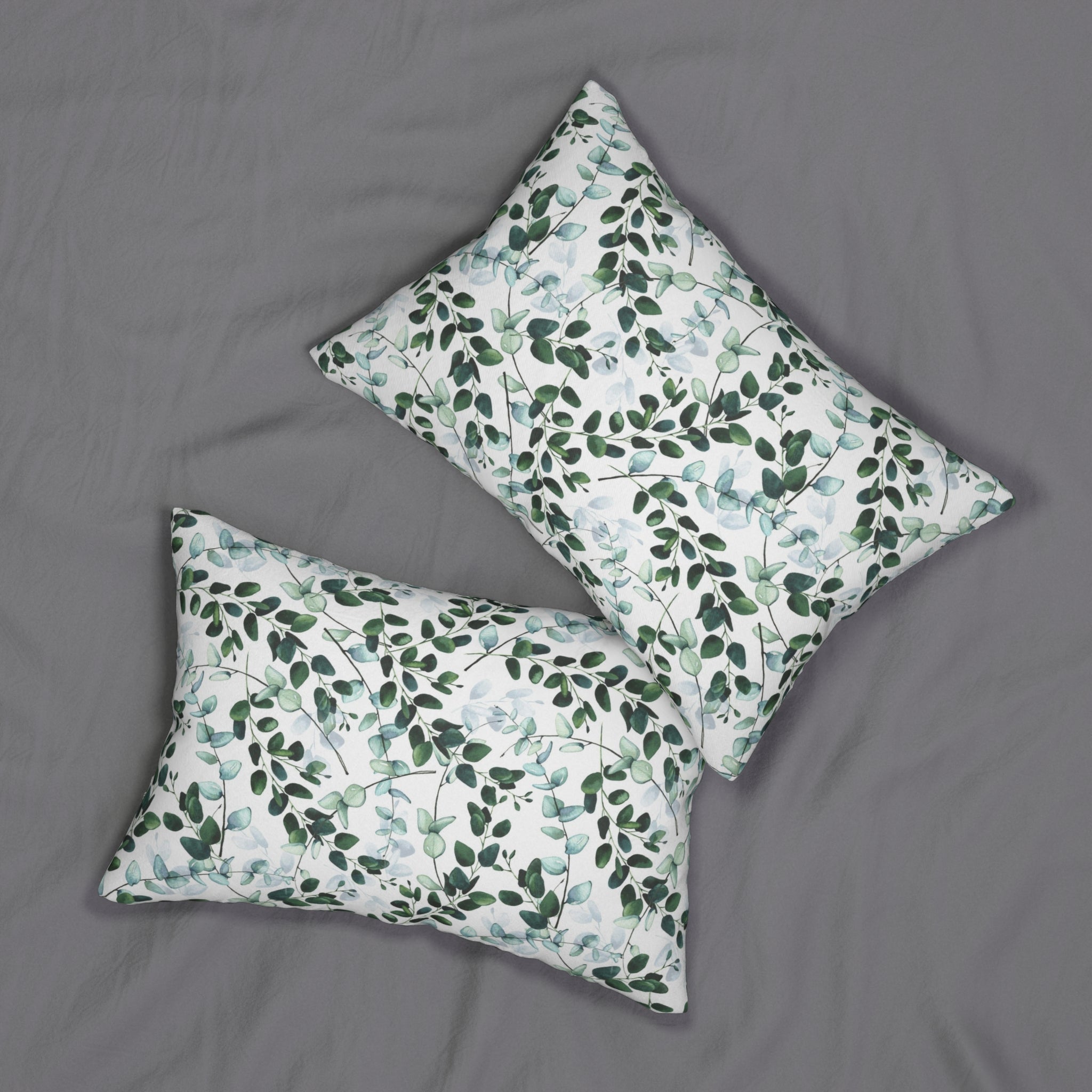 Boho Lumbar Pillow | Floral Sage Teal Green, White