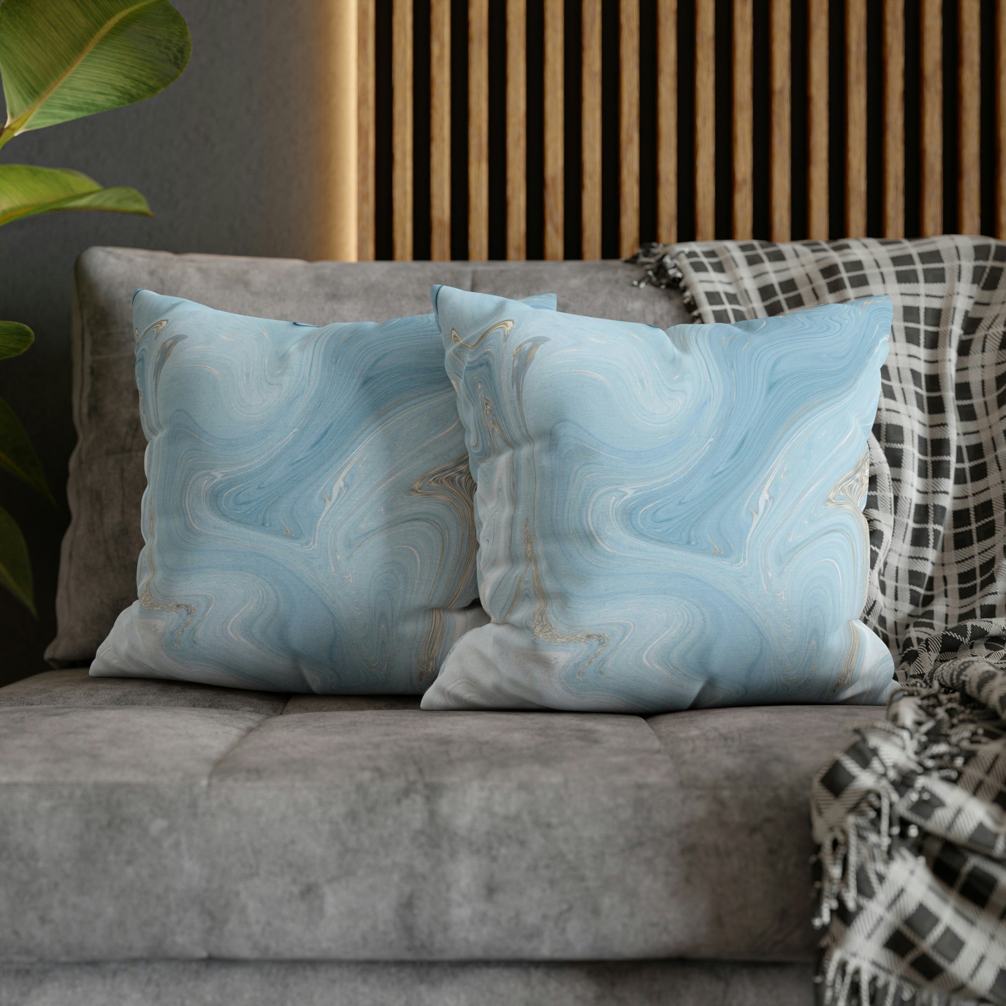 Abstract Pillow Cover | Pale Sky Blue Marble Print