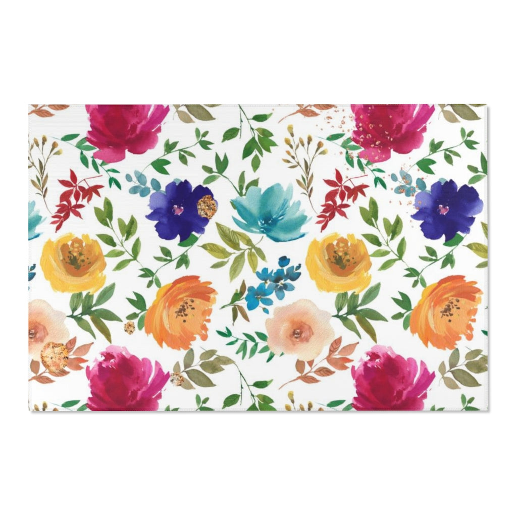 Floral Area Rug | Purple Pink Teal