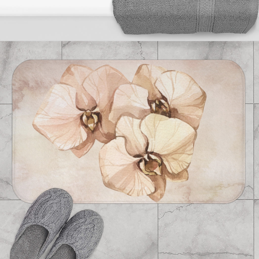 modern floral bath mat