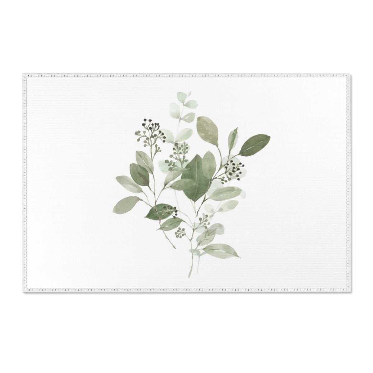 Floral Area Rug | White Delicate Garden Leaves