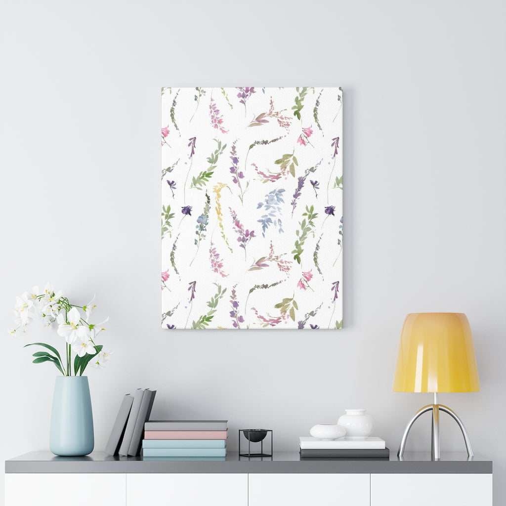 FLORAL WALL CANVAS ART | White Lavender Blue Pink