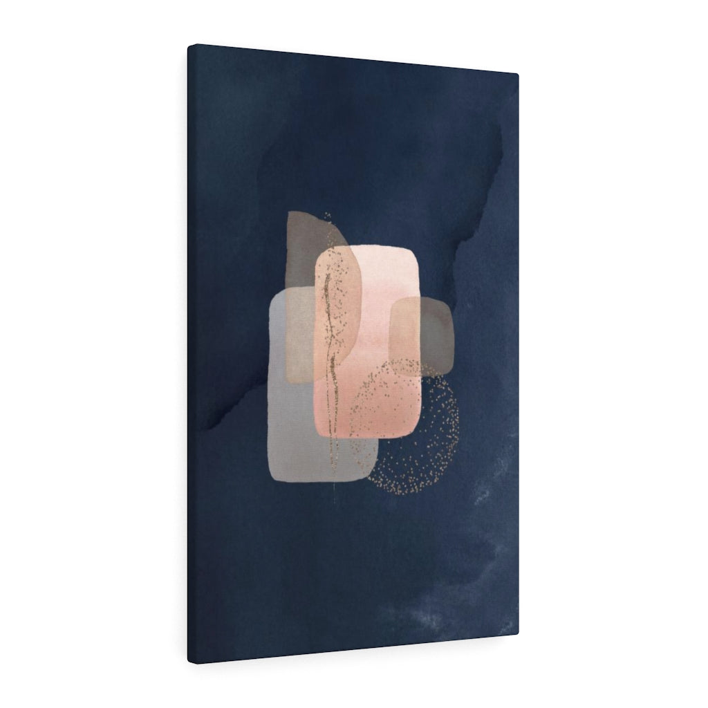 ABSTRACT WALL CANVAS ART | Blush Pink Grey Navy Blue Gold