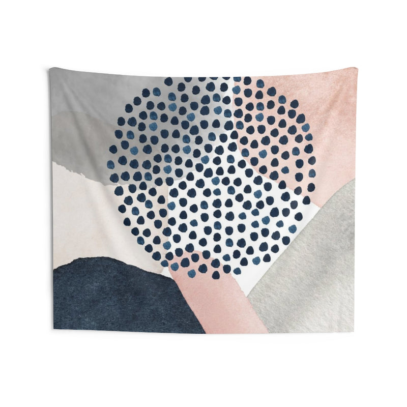 Abstract Tapestry | Blush Pink Navy Blue White