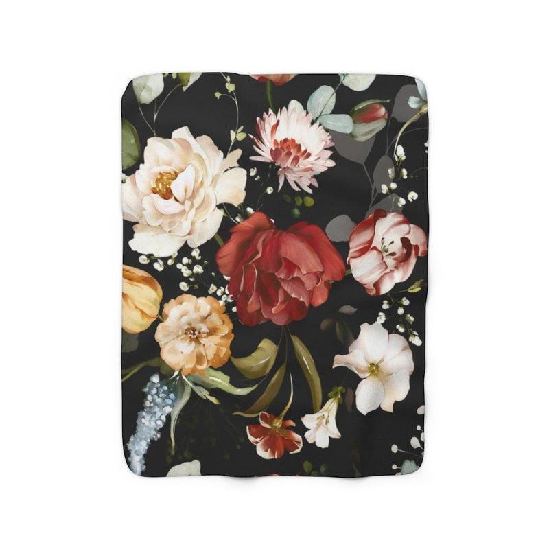 Floral Comfy Blanket | Red Black Flowers