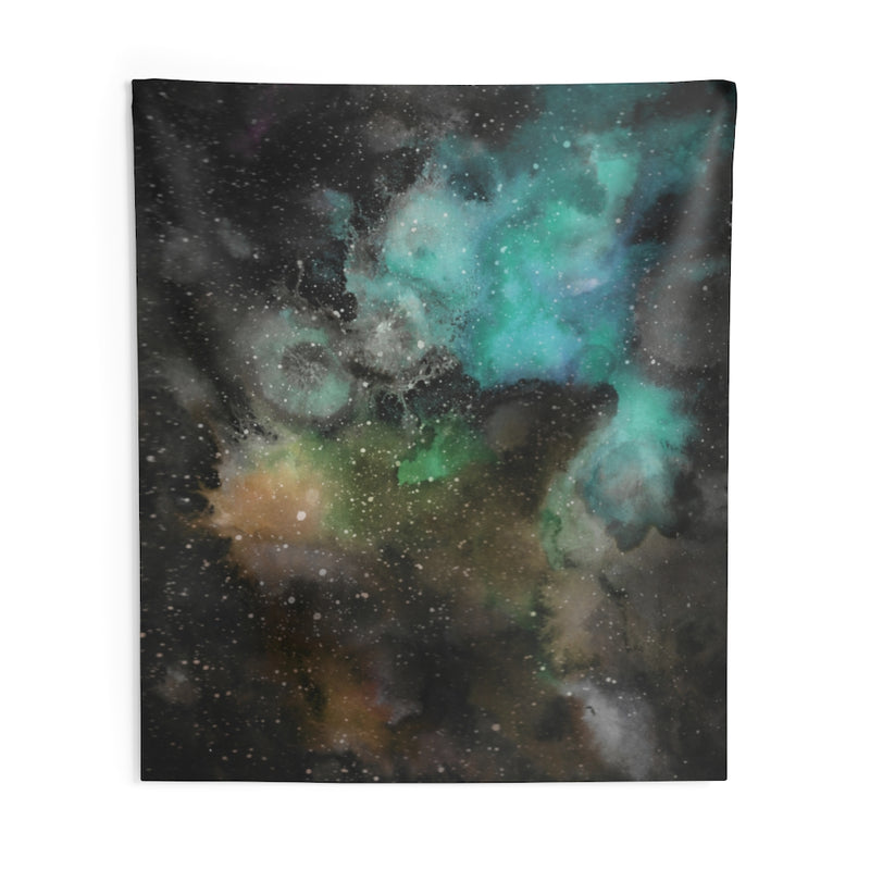 Abstract Tapestry | Black Beige Teal Galaxy Sky
