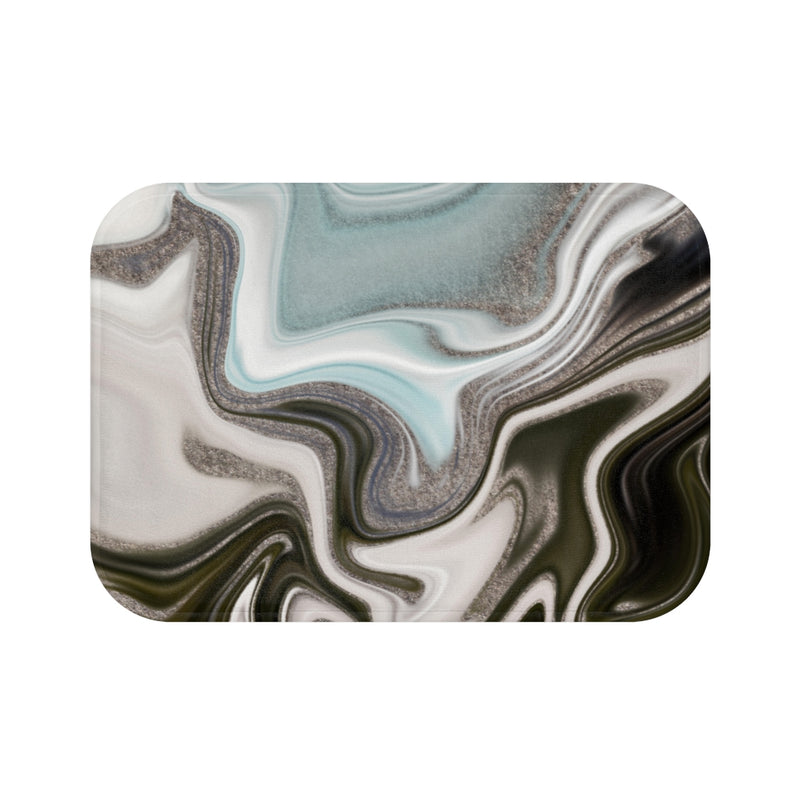 Boho Abstract Bath Mat | Gray Marble Print