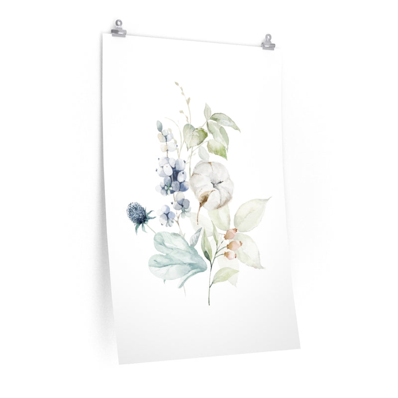 Eucalyptus Floral Art Print | green blue white