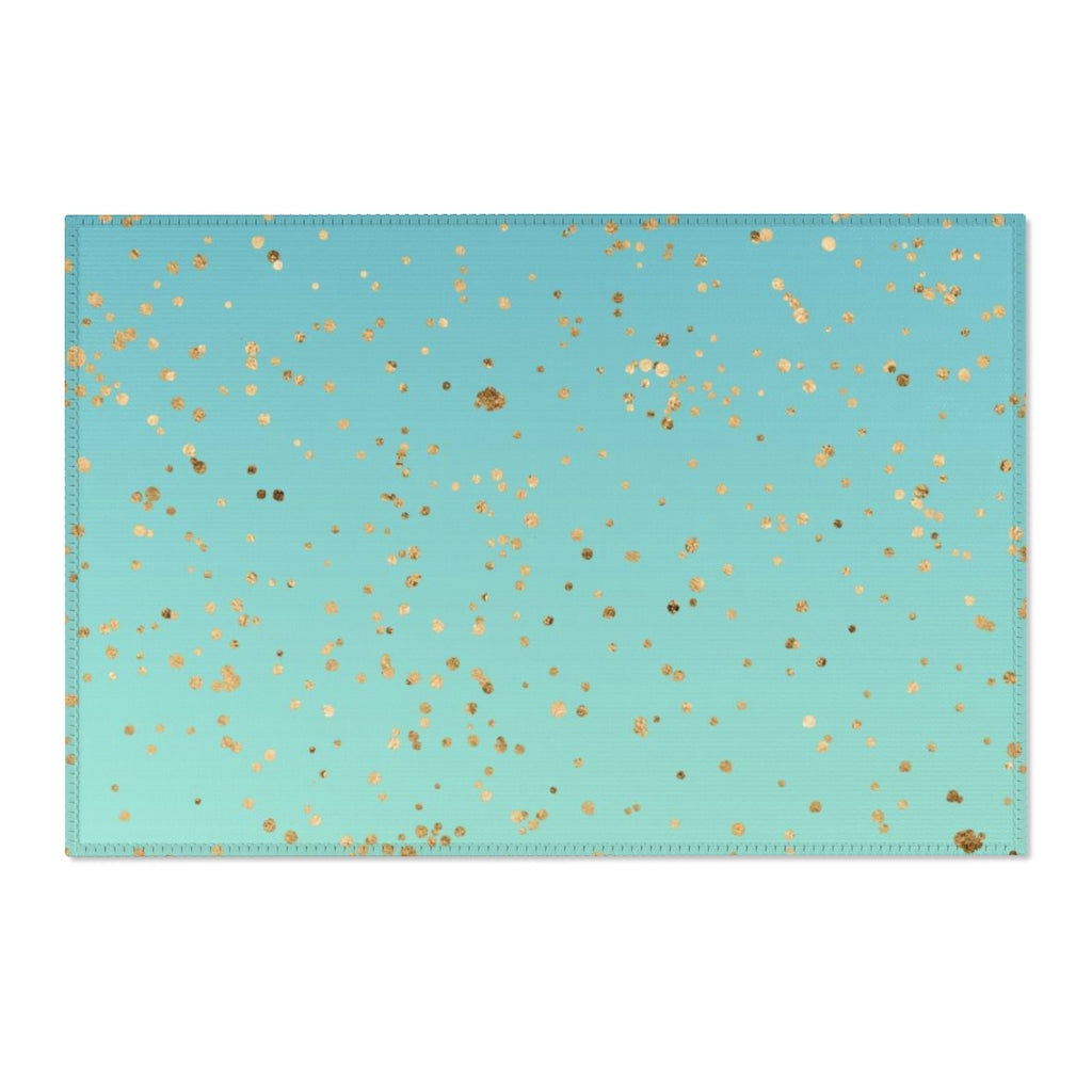 Abstract Area Rug | Teal Beige Gradient