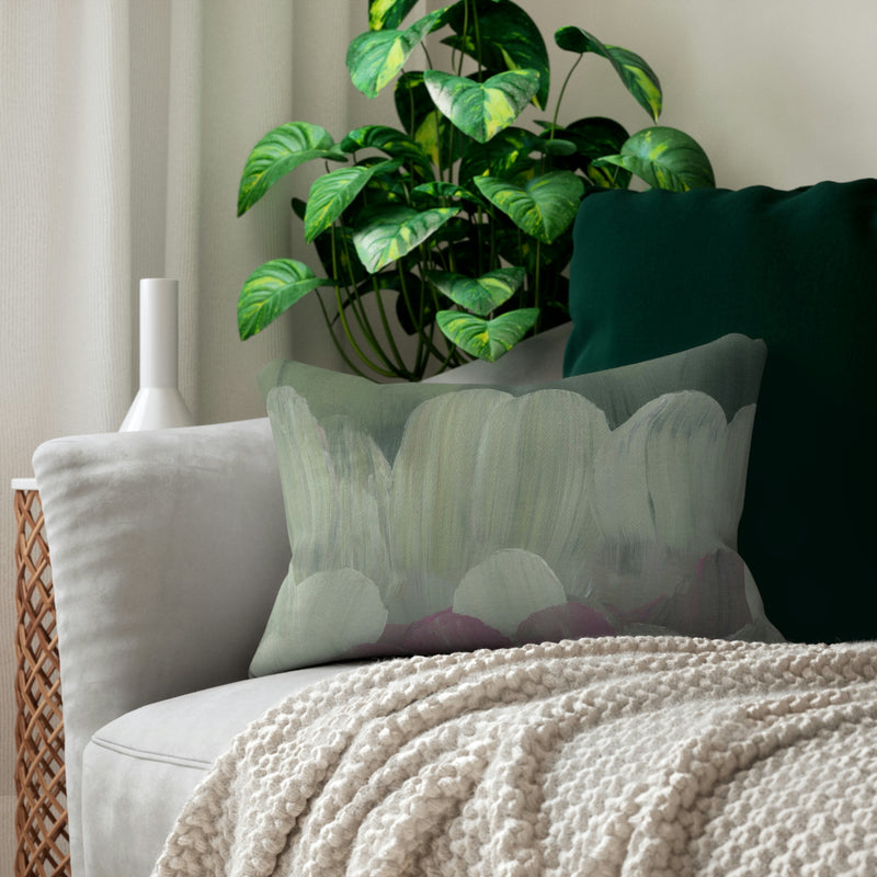 Abstract Lumbar Pillow | Sage Green Pink Ombre
