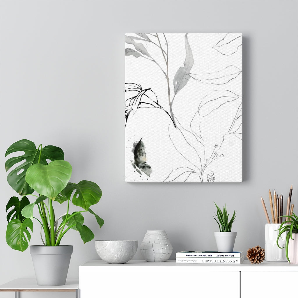 FLORAL WALL CANVAS ART | White Grey Black