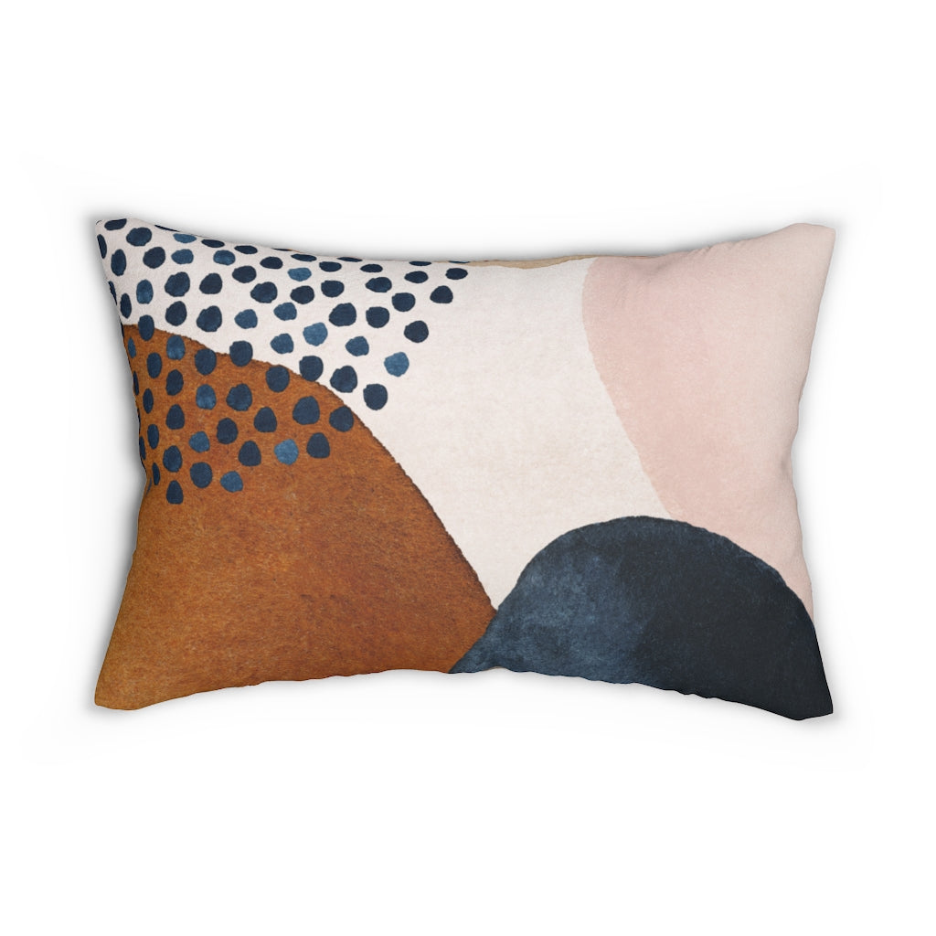 Abstract Lumbar Pillow, Navy, Rust, Ivory