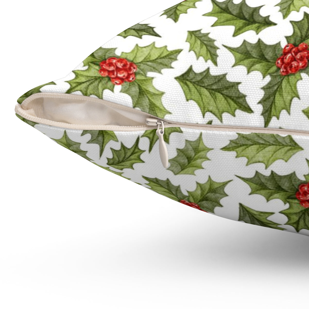 Christmas Square Pillow Cover | White Red Mistletoe