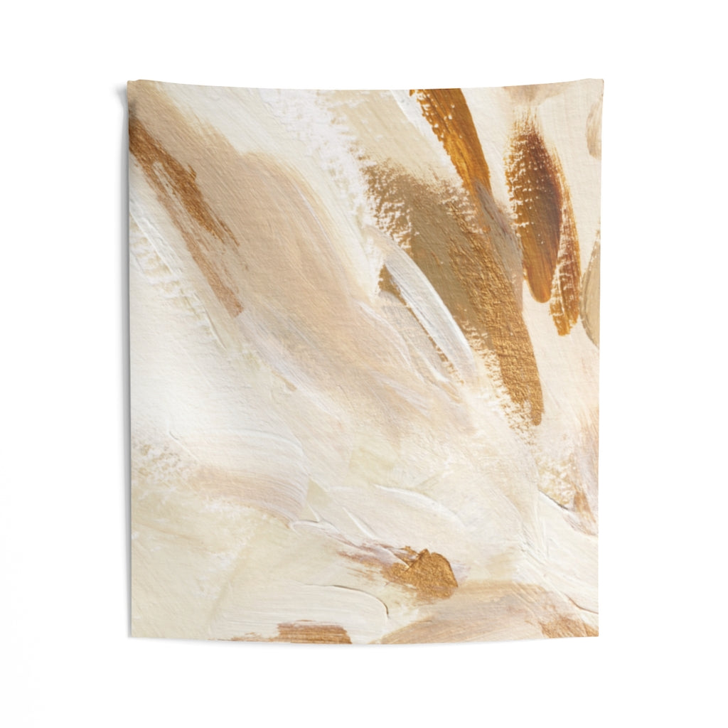 Abstract Tapestry | White Beige Yellow Paint Strokes