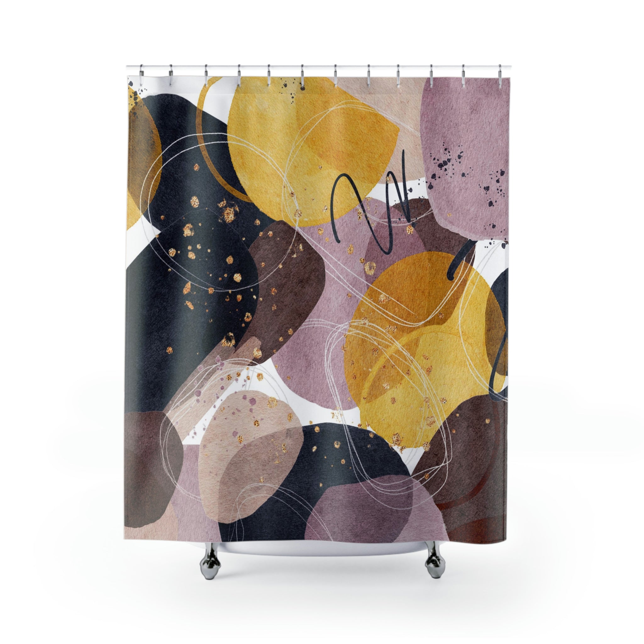 modern boho fabric shower curtain