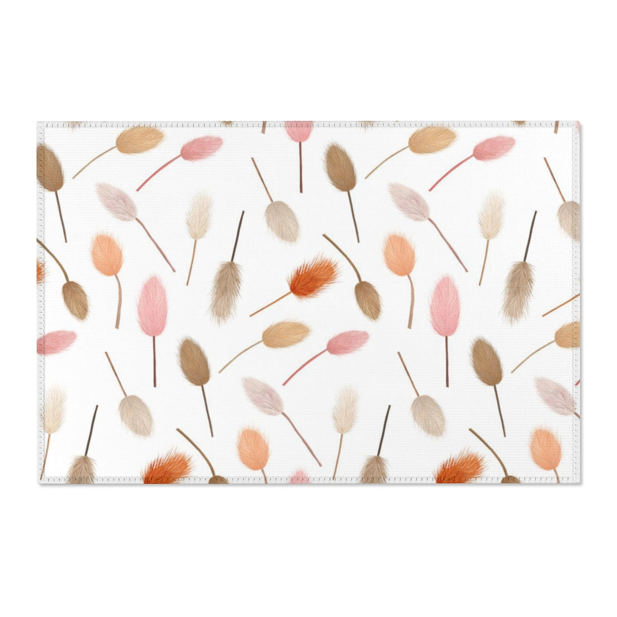 Abstract Boho Area Rug | Pink Peach Orange Pompoms