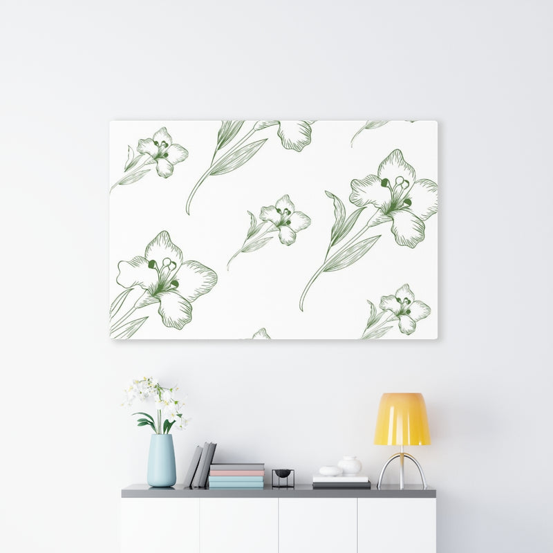 FLORAL WALL CANVAS ART | White Green