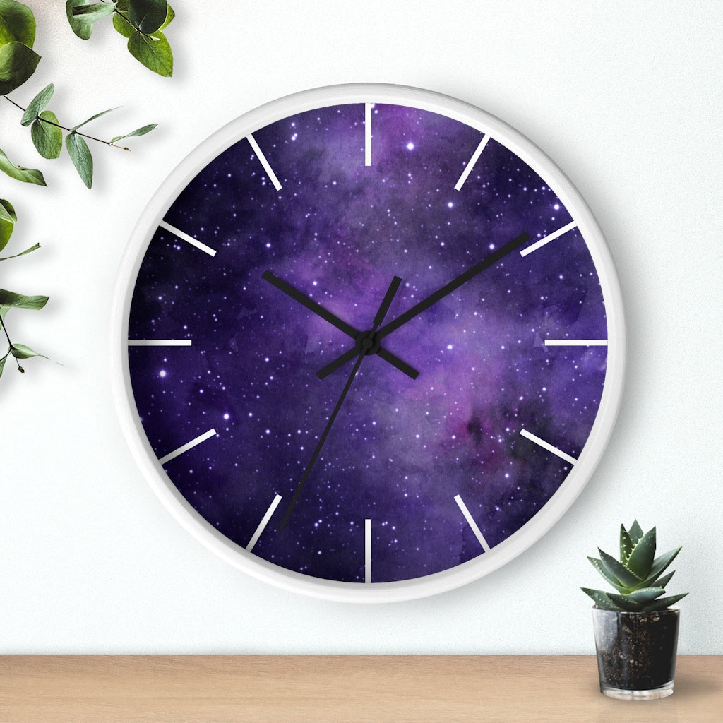 Purple Cosmic 10" Wood Wall Clock