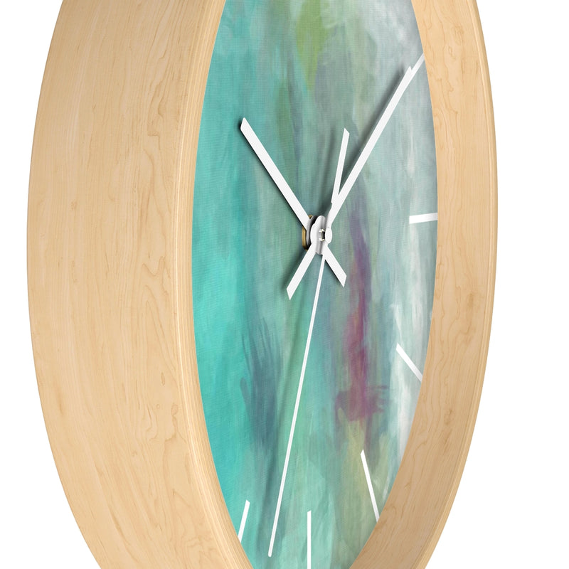 Abstract 10" Wood Wall Clock | Teal Turquoise
