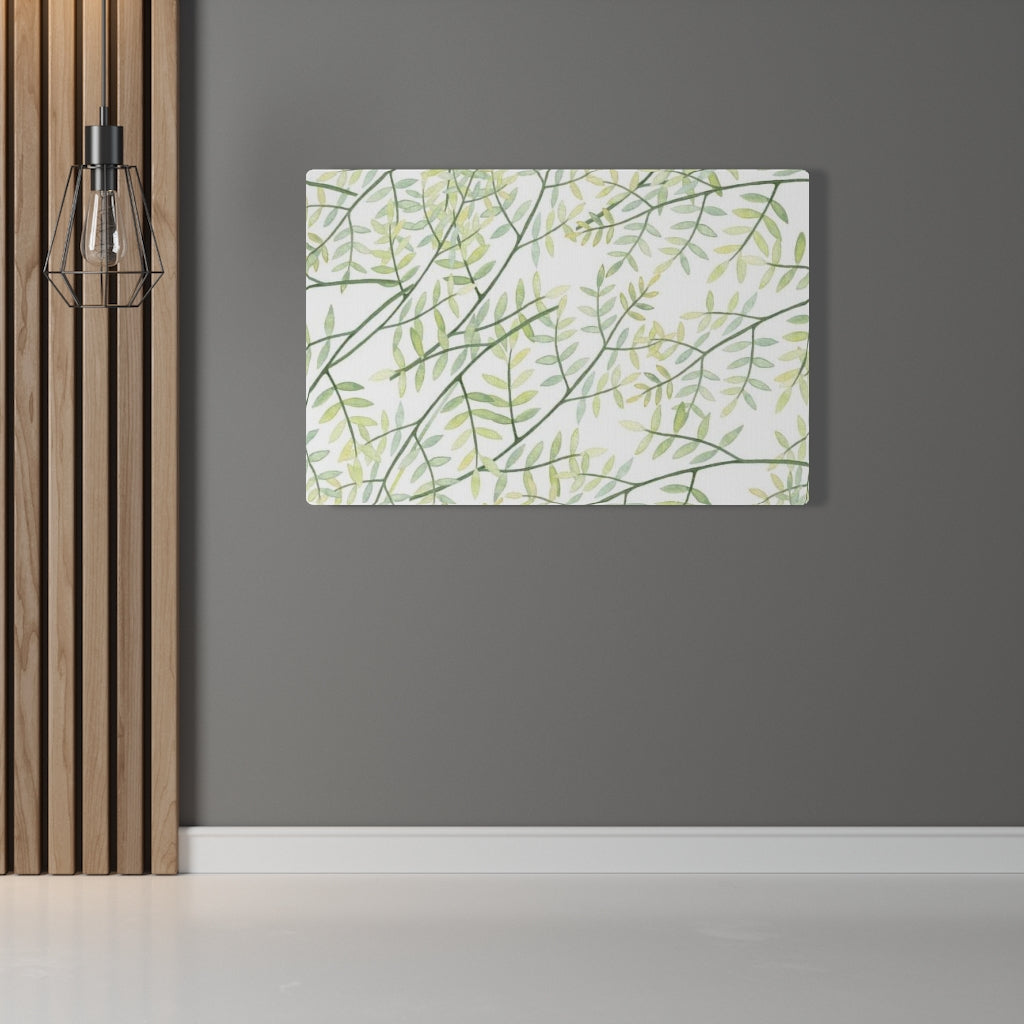 FLORAL WALL CANVAS ART | White Green Yellow Leaves