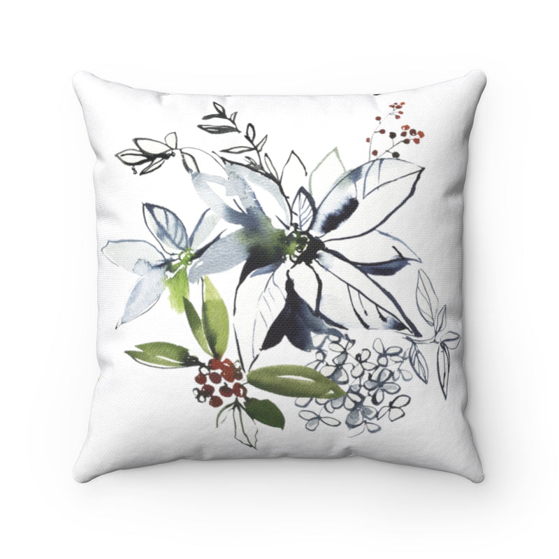 Floral Boho Pillow Cover |  Navy Blue Red Green White