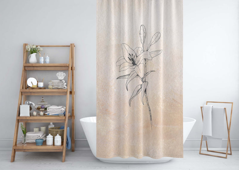Terracotta Shower Curtain | Beige Cream Floral