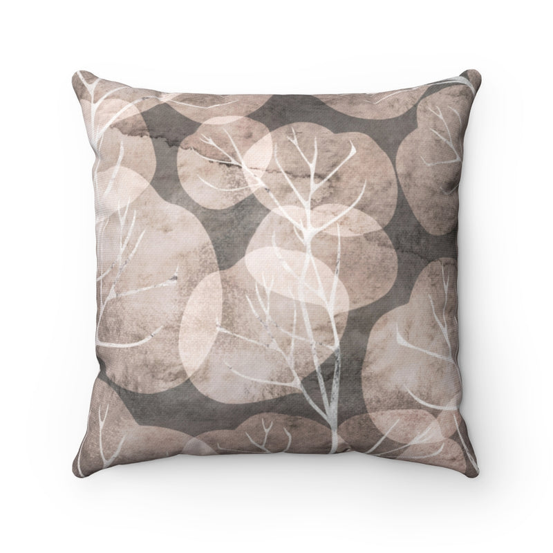 Boho Pillow Cover | Beige Brown Leaves | Watercolor