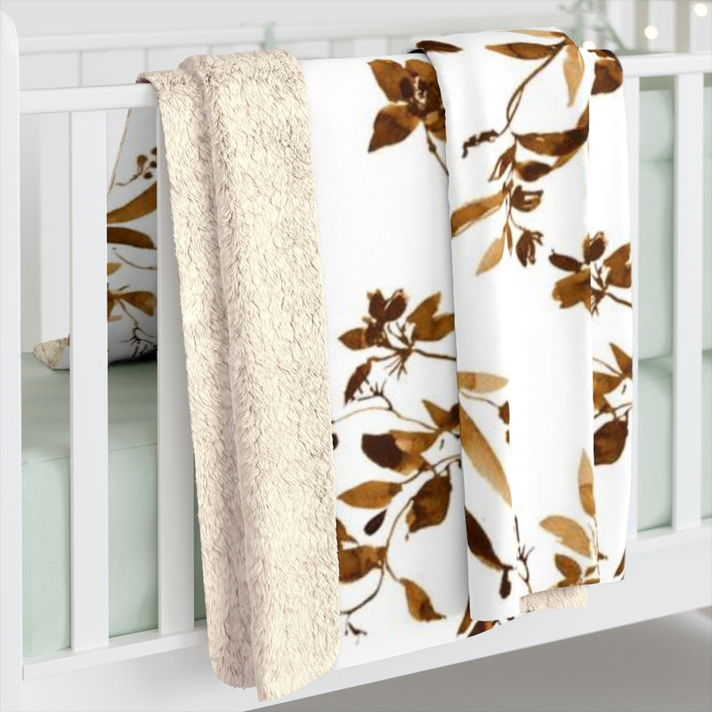 Floral Boho Comfy Blanket | Sienna Brown Leaves