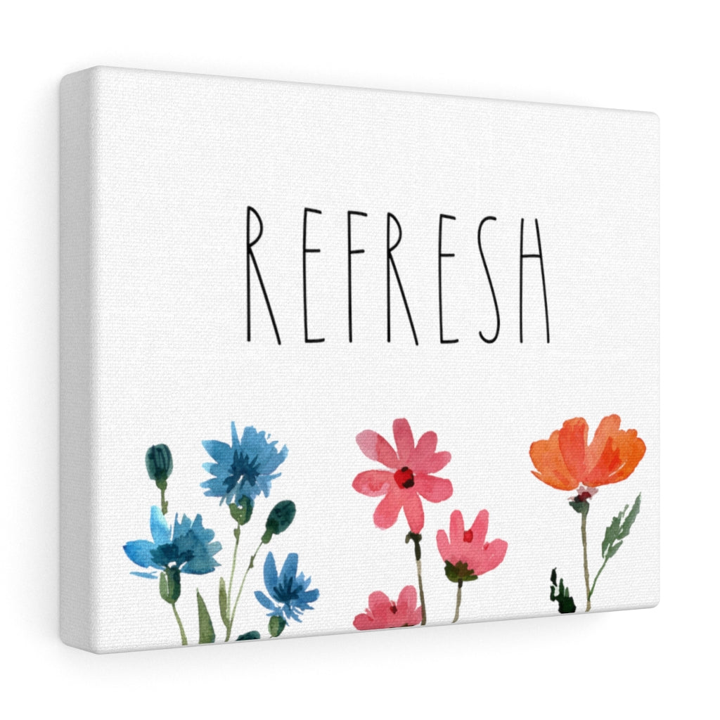 FLORAL WALL CANVAS ART | With Saying | Pink Blue Orange