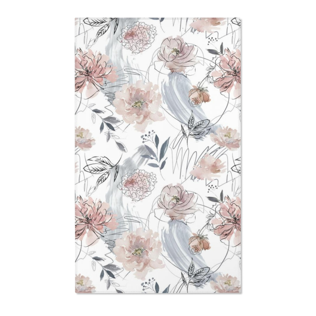 Floral Area Rug | Beige Peonies