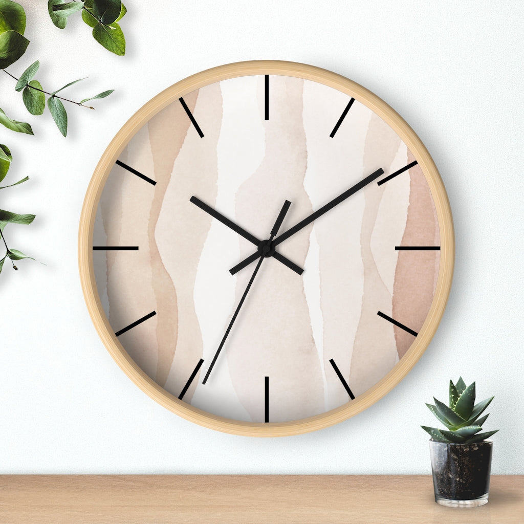 Wood,  Wall Clock, Pastel Beige 10"