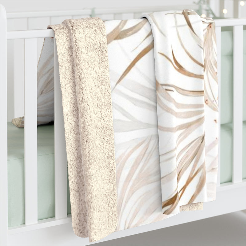 Floral Comfy Blanket | Beige White Brown Leaves