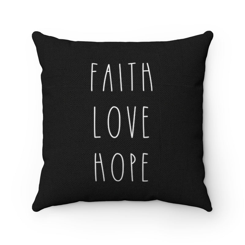 With Saying Pillow Cover | Black White | Faith Love Hope