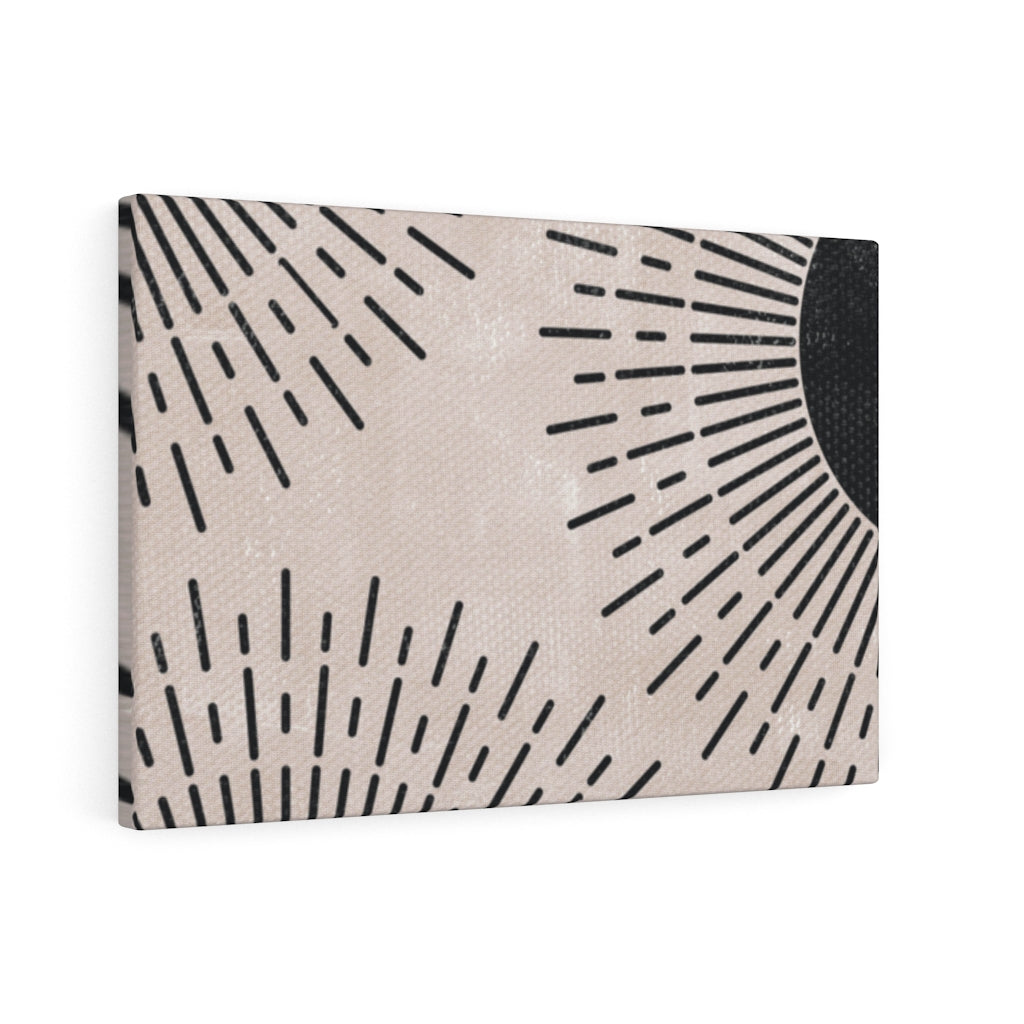 Abstract Canvas Art | Beige Black Sun