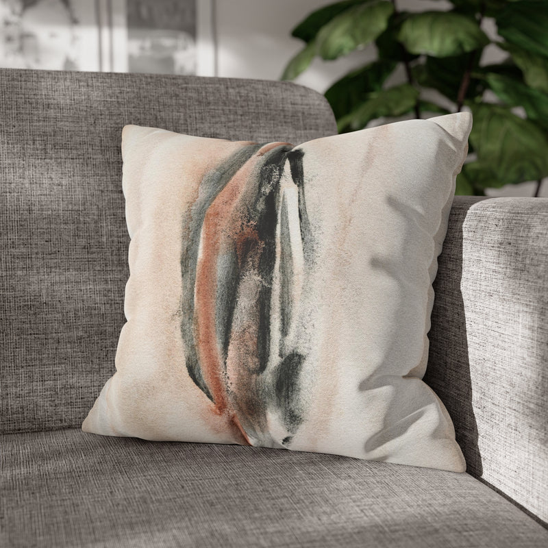 Abstract Pillow Cover | Blush Beige Black Beige Ombre