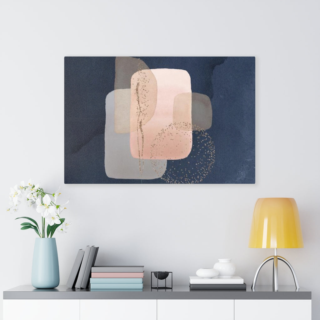 ABSTRACT WALL CANVAS ART | Blush Pink Grey Navy Blue Gold