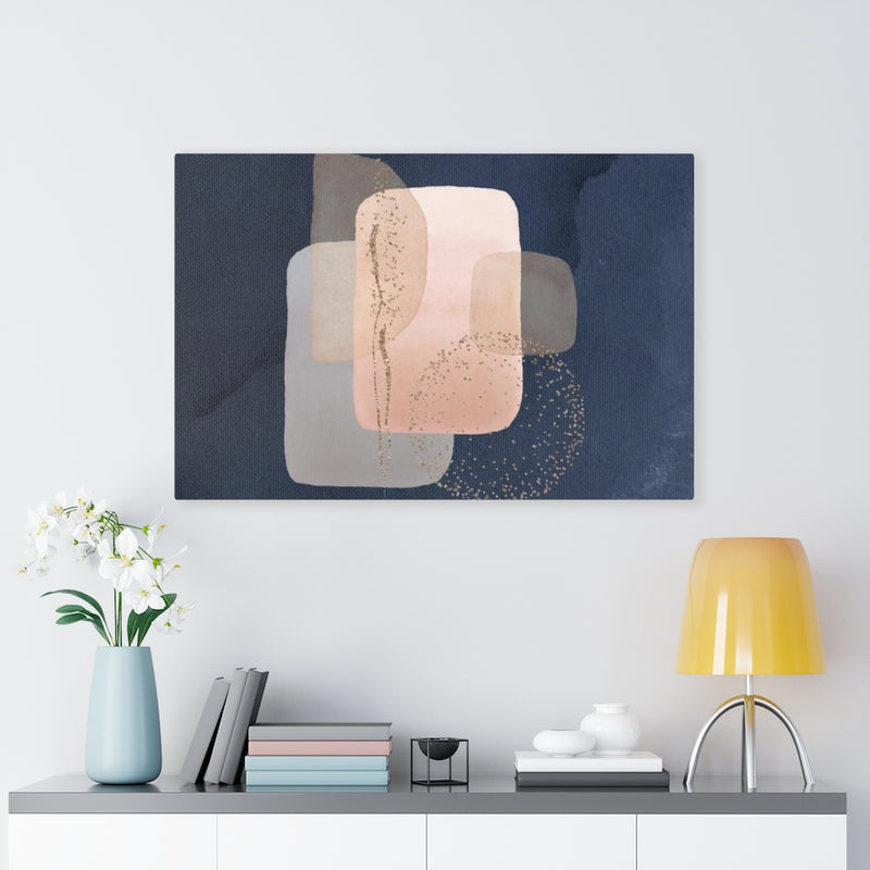 ABSTRACT WALL CANVAS ART | Blush Pink Grey Navy Blue Gold