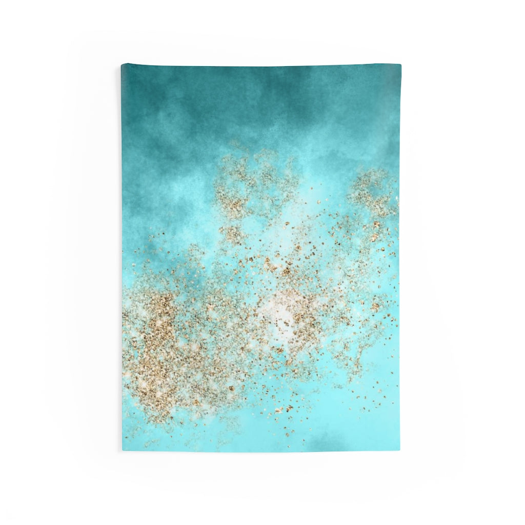 Abstract Tapestry | Aqua Teal gold