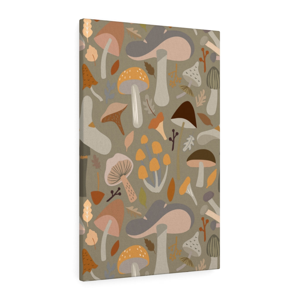 WHIMSICAL CANVAS ART | Brown Grey Beige Mushrooms